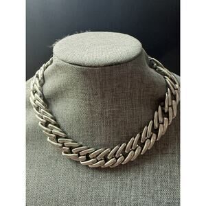 Monet Woven Collar Necklace Choker Silver Tone Chunky Career Old Money Statement